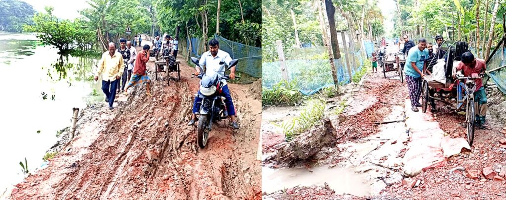 মোরেলগঞ্জে দেড় কিলোমিটার রাস্তা ধস, জনভোগান্তি চরমে 3 3 18
